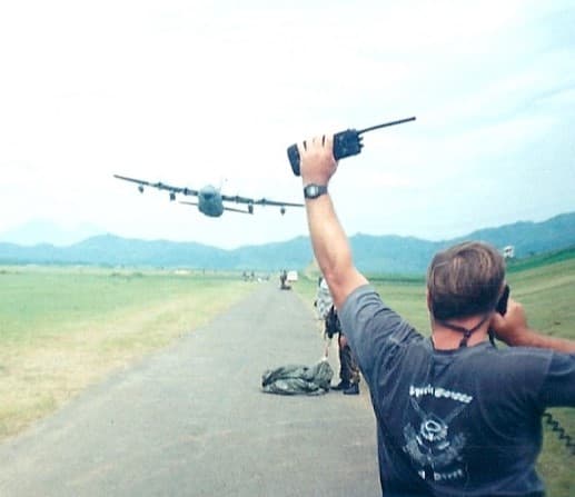 Michael Gilbert with an M998 HMMWV during U.S. Air Force special operations