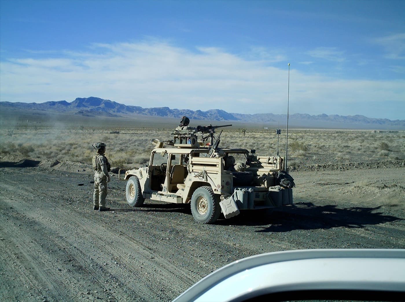 Up-armored Humvee and crew during training in the high desert